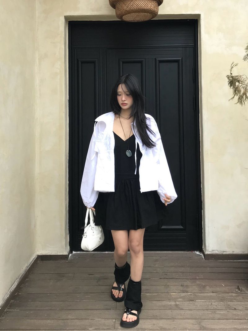 Roen Pintuck Layered Slip Mini Dress