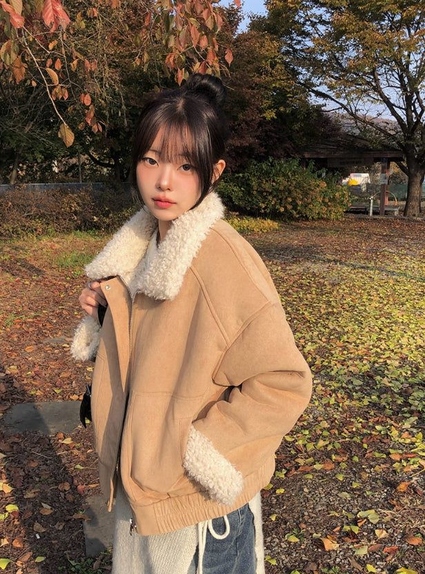 [Fur Lining] Rat Wool Suede Mustang Jumper