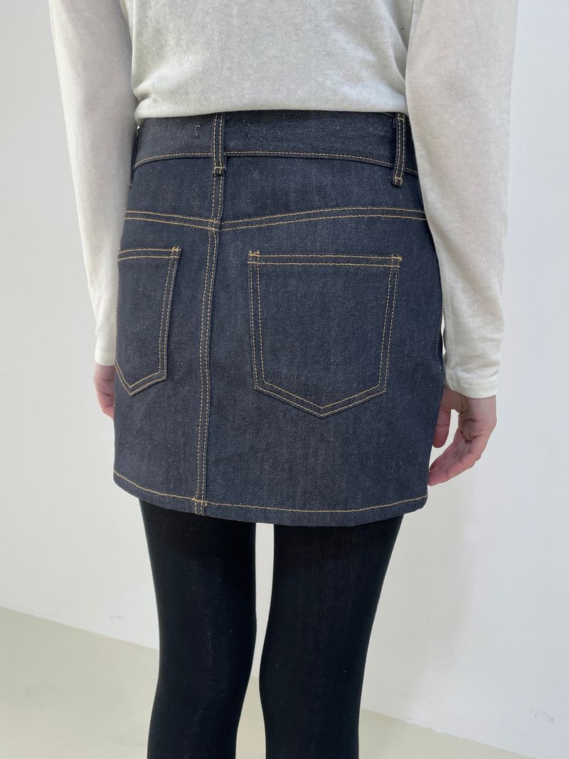 Cookie deep non-fade denim skirt