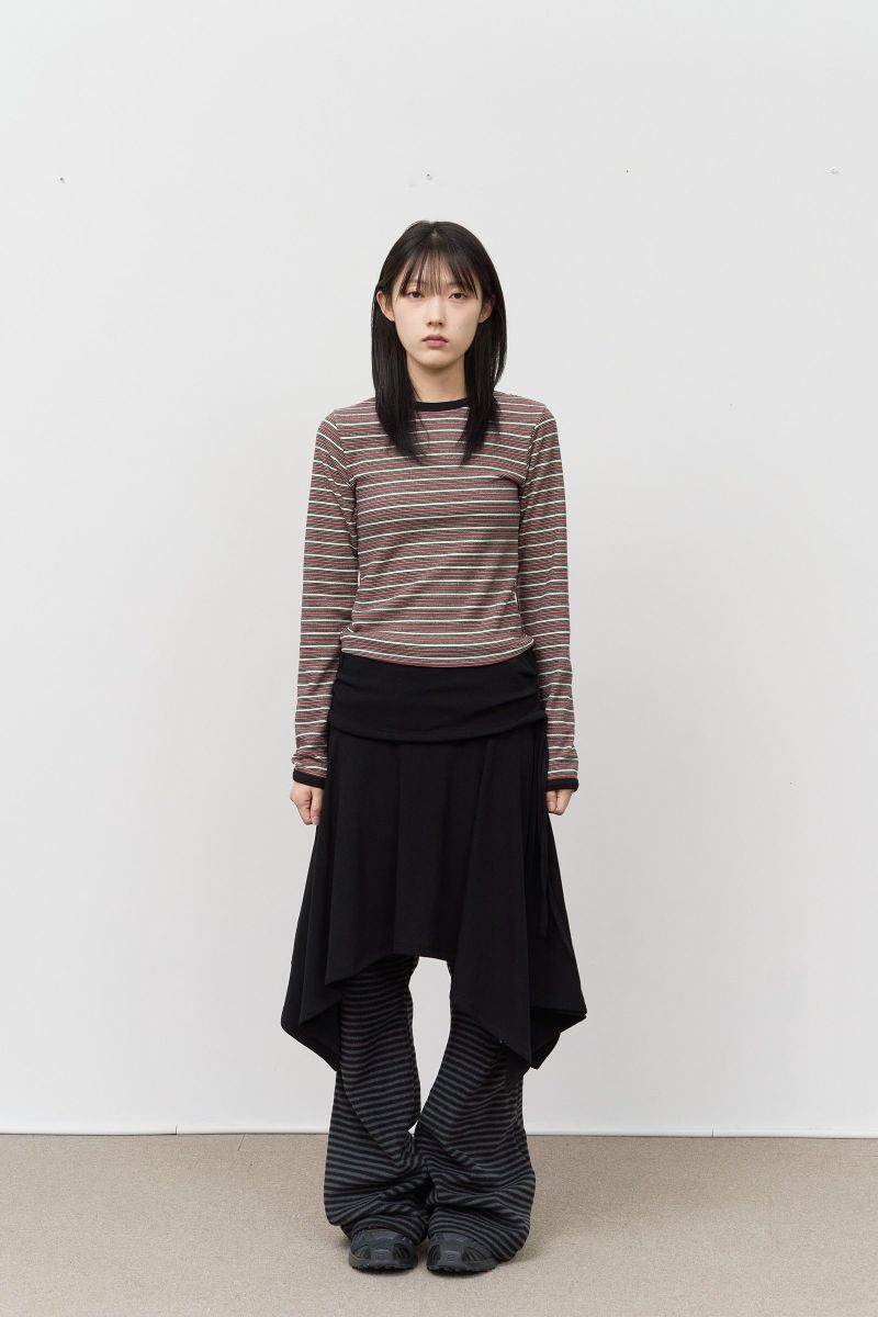 (W) Candy Fleece Striped Top