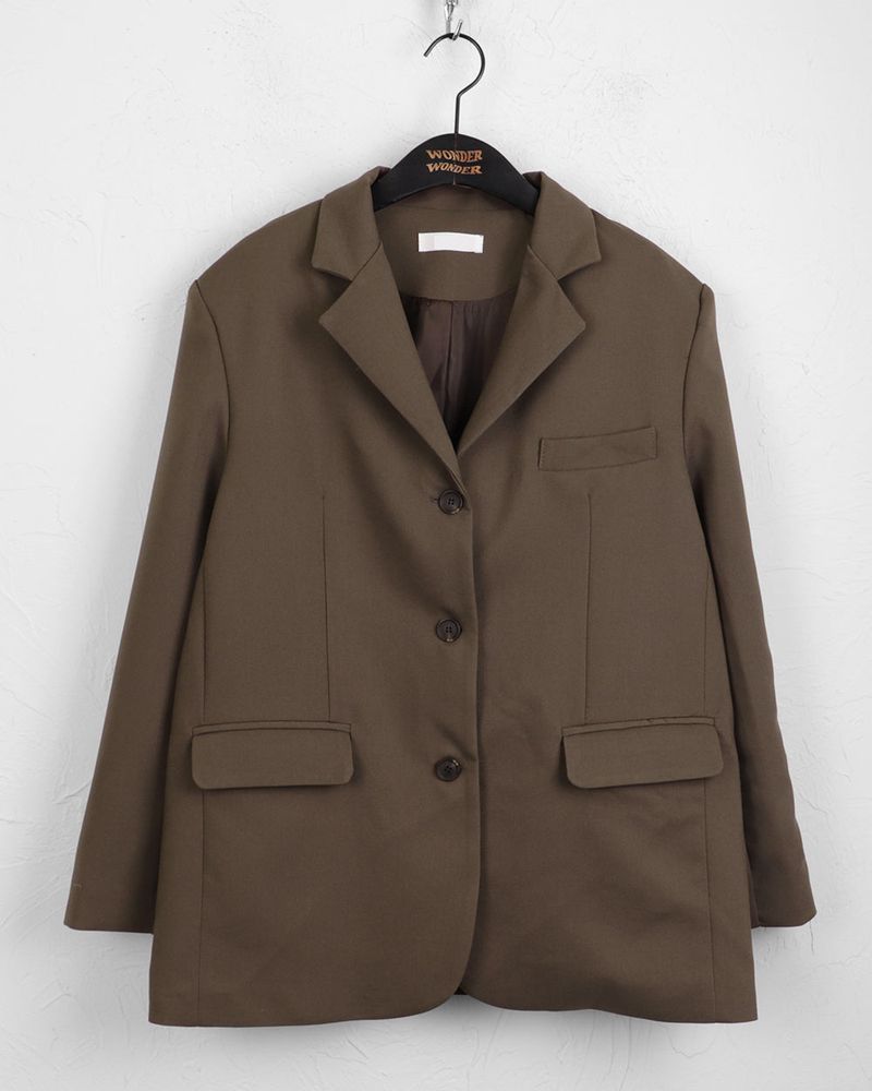 Tebi Basic Boxy Overfit Minimal Blazer Jacket