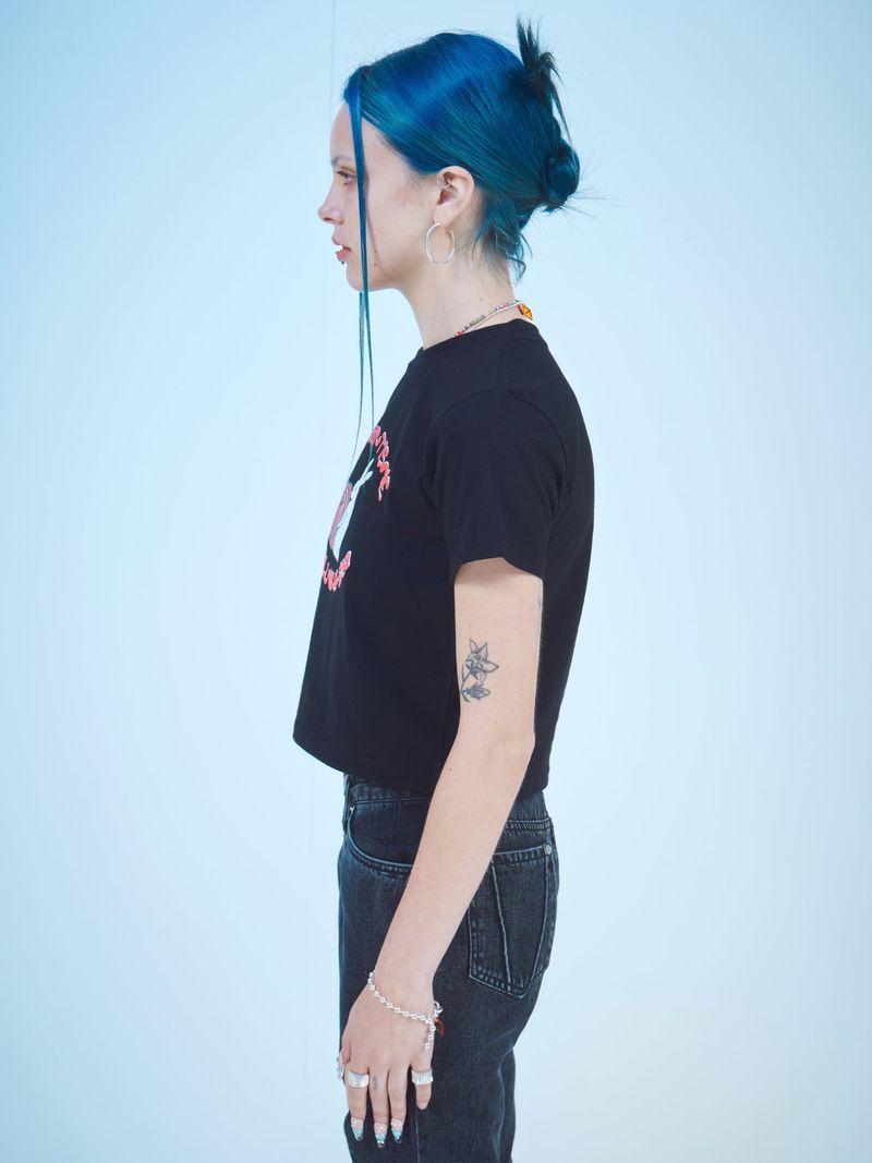 RABBIT CROP T-SHIRTS(Bk)