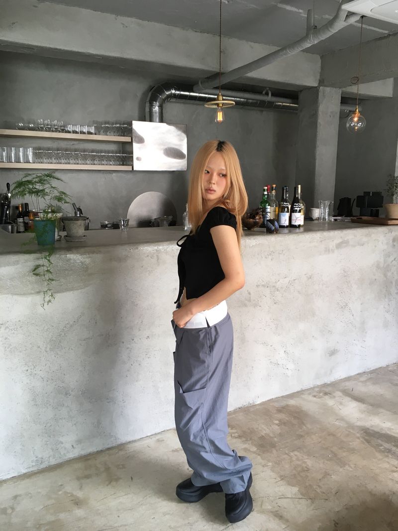 Nylon belted cargo pants