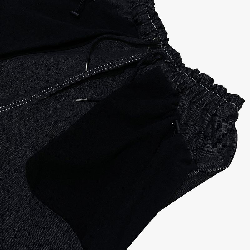 reverse terry pocket denim capri shorts_black