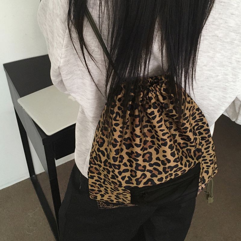 Vintzn Leopard Pocket String Backpack