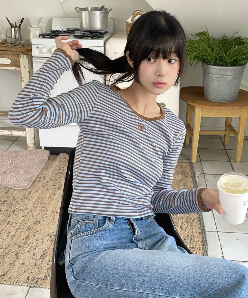 LOGO STITCH STRIPE T-SHIRT