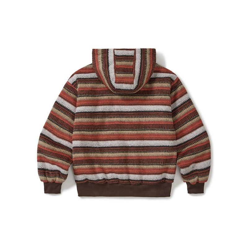 Wool fleece hooded zip-up jacket / Orange brown