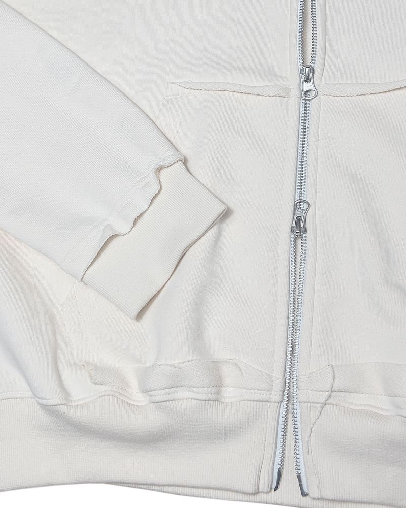 CUTTING CROP HOODIE ZIPUP_CREAM