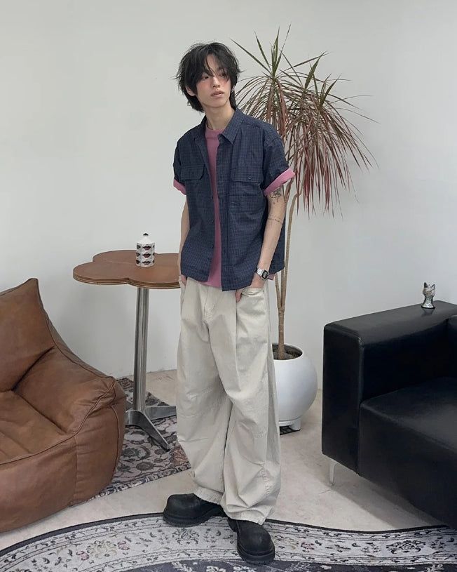 Lupen pintuck wide cotton pants