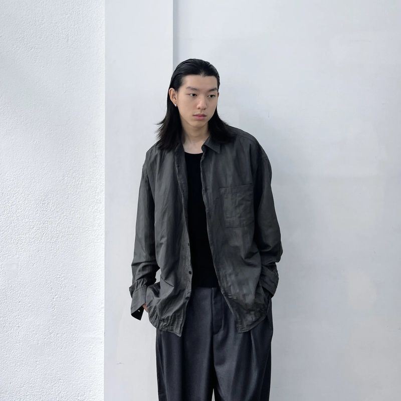 Pleated Texture Drop-Shoulder Shirt