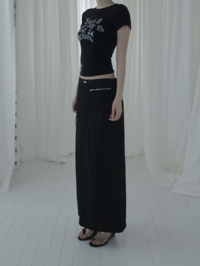 Illoque Pocket Nylon Long Skirt
