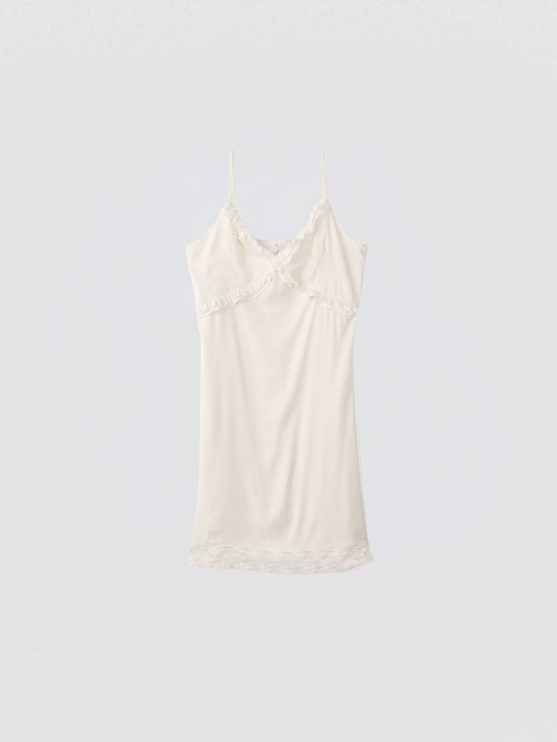 Silky Lace Bustier Dress_Ivory