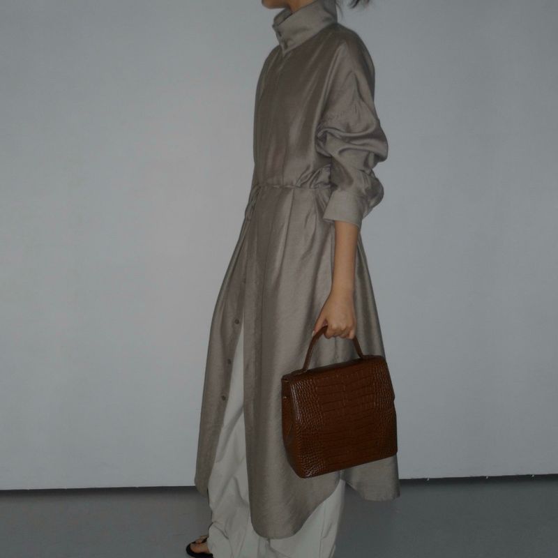 Shine Neck Long Shirt - 3colors