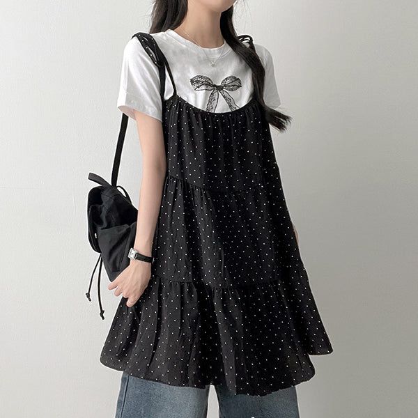 Longs Ribbon String Dot Cancan Dress