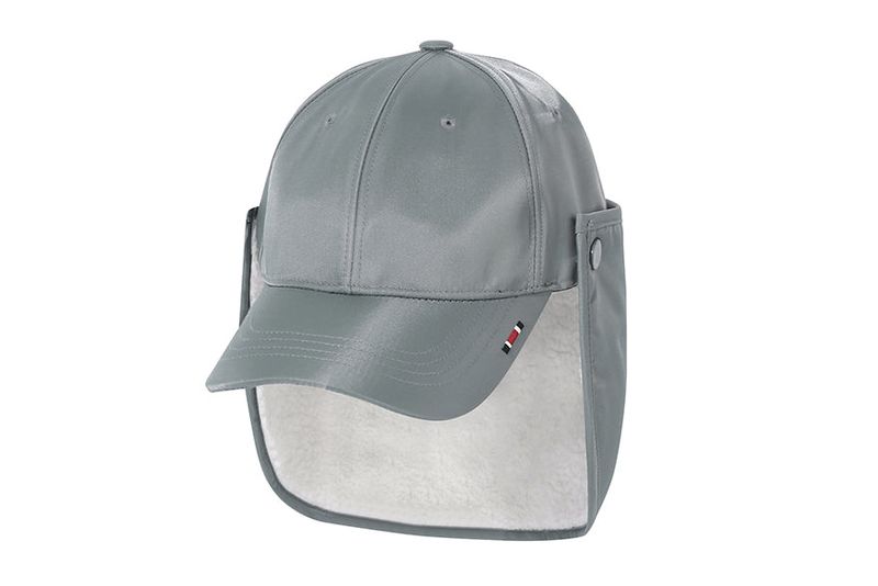 EARFLAP BUTTON BALL CAP_GREY
