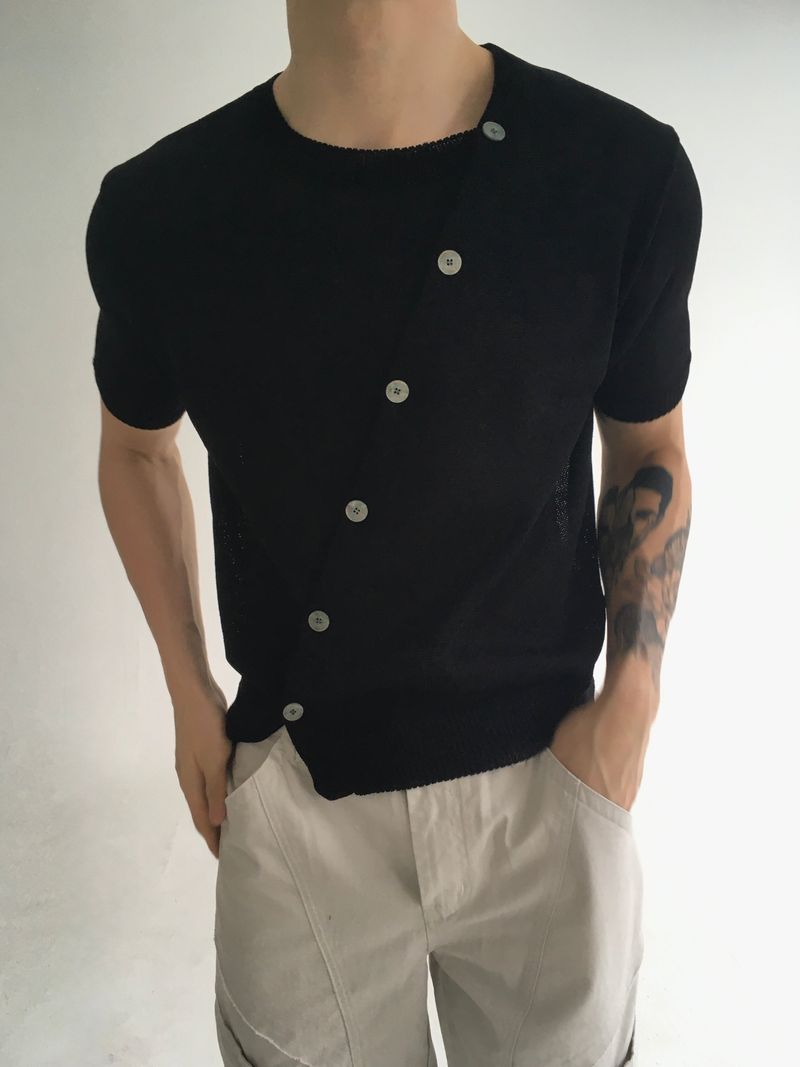 diagonal slick cardigan(4colors)