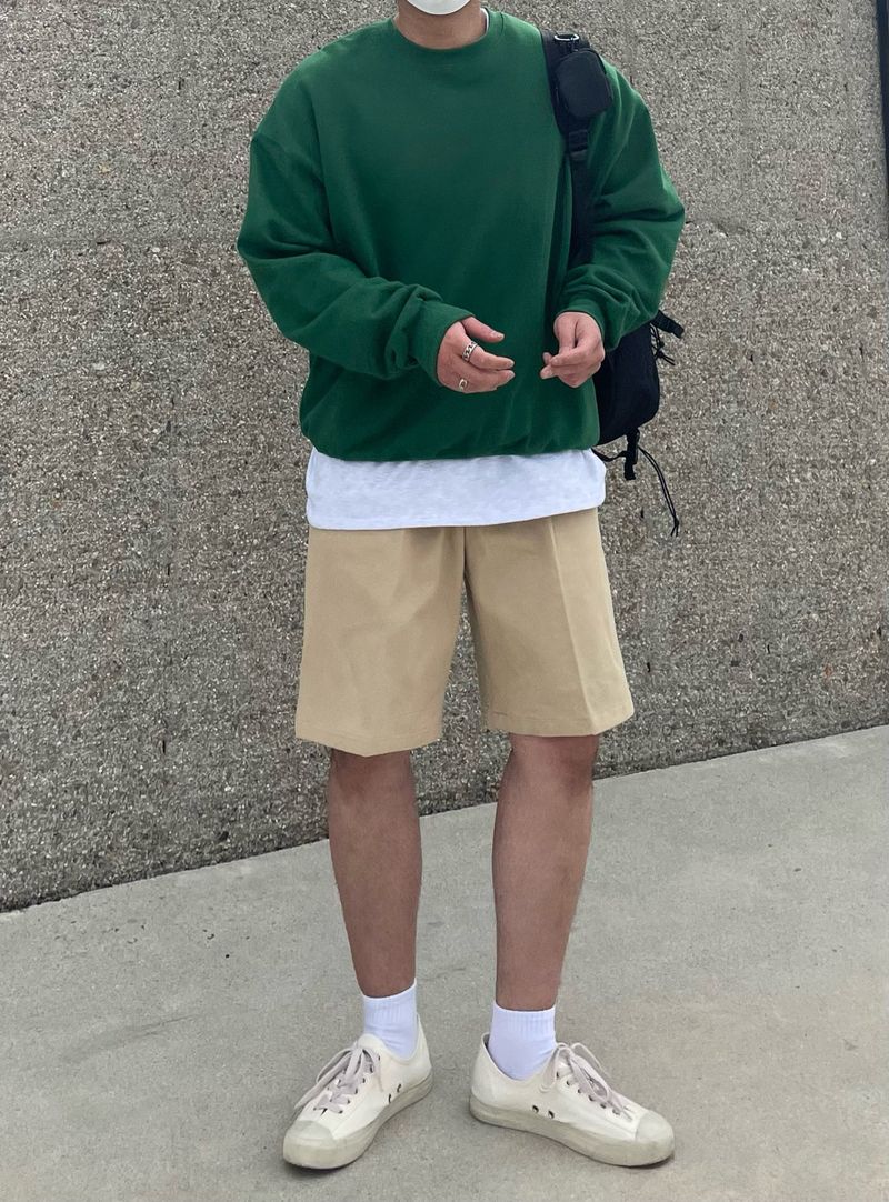 PORT COTTON TWO TUCK HALF PANTS(5COLOR)
