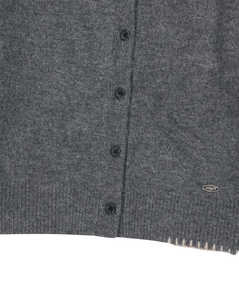 ROUND BUTTON UP CROP CARDIGAN_CHARCOAL