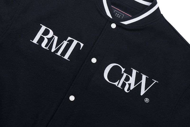 WILD FLOWER WOOL VARSITY JACKET_NAVY