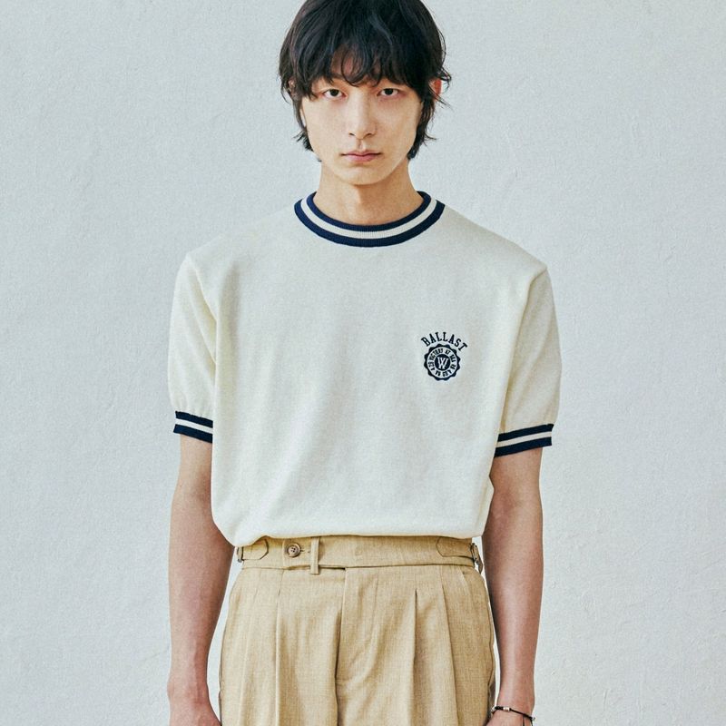 ballast athletic ringer knit sweat cream