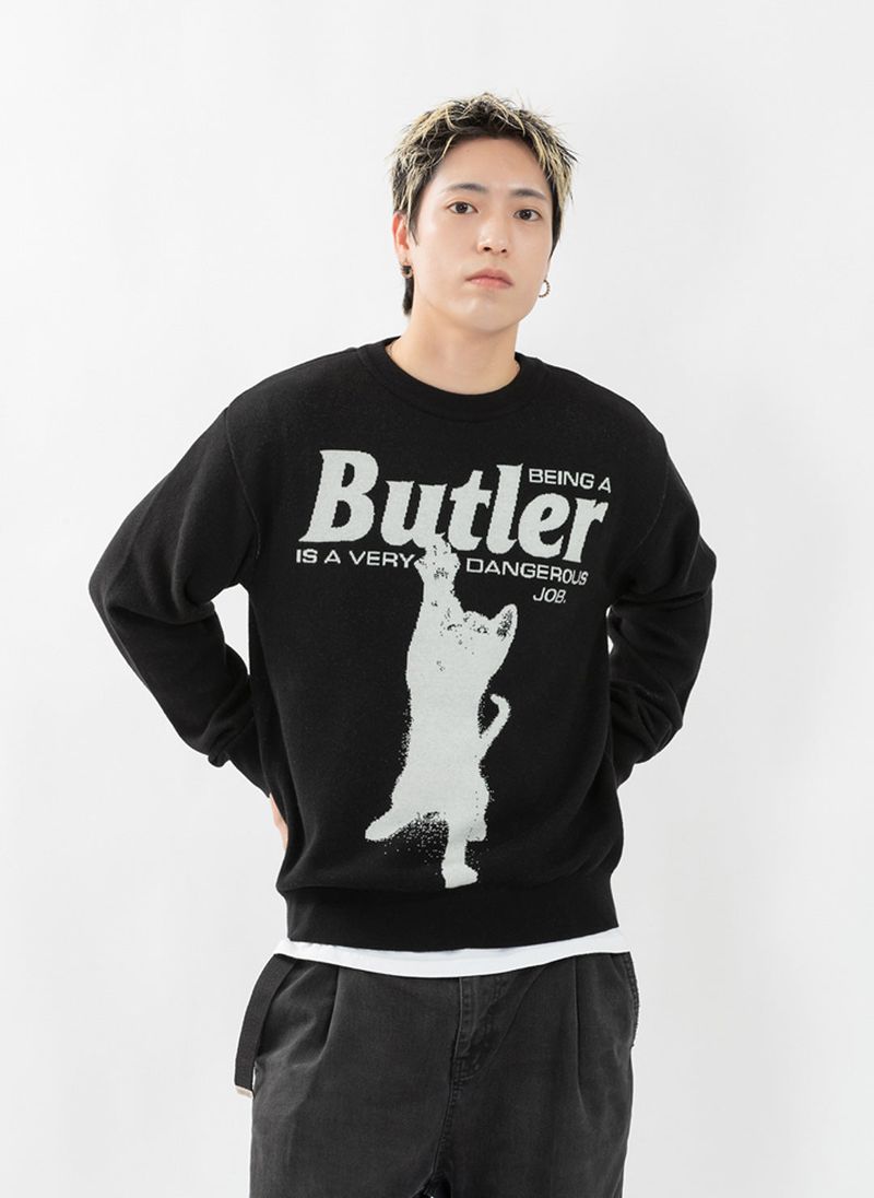 CAT BUTLER Knit Sweater (BLACK)