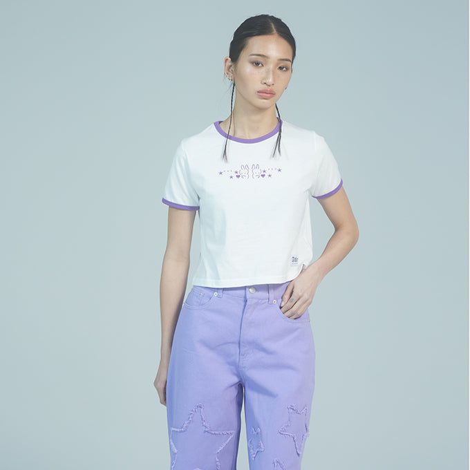 ANDTHEOTHER(アンドジアザー)の「PURPLE RABBIT EMOJI CROP T-SHIRT(Tops)」