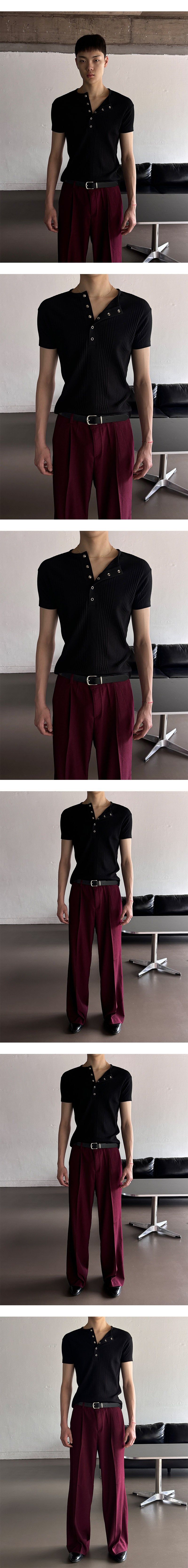 [S/S] High ribbed henry neck half knit(3color)