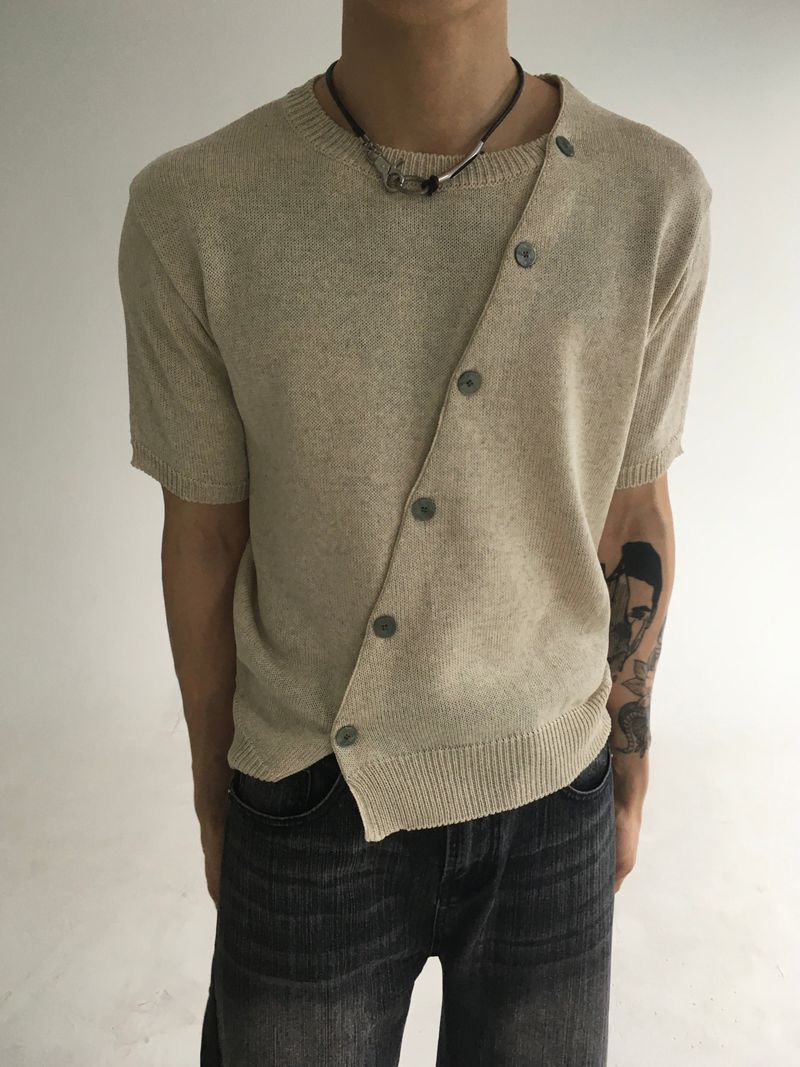diagonal slick cardigan(4colors)