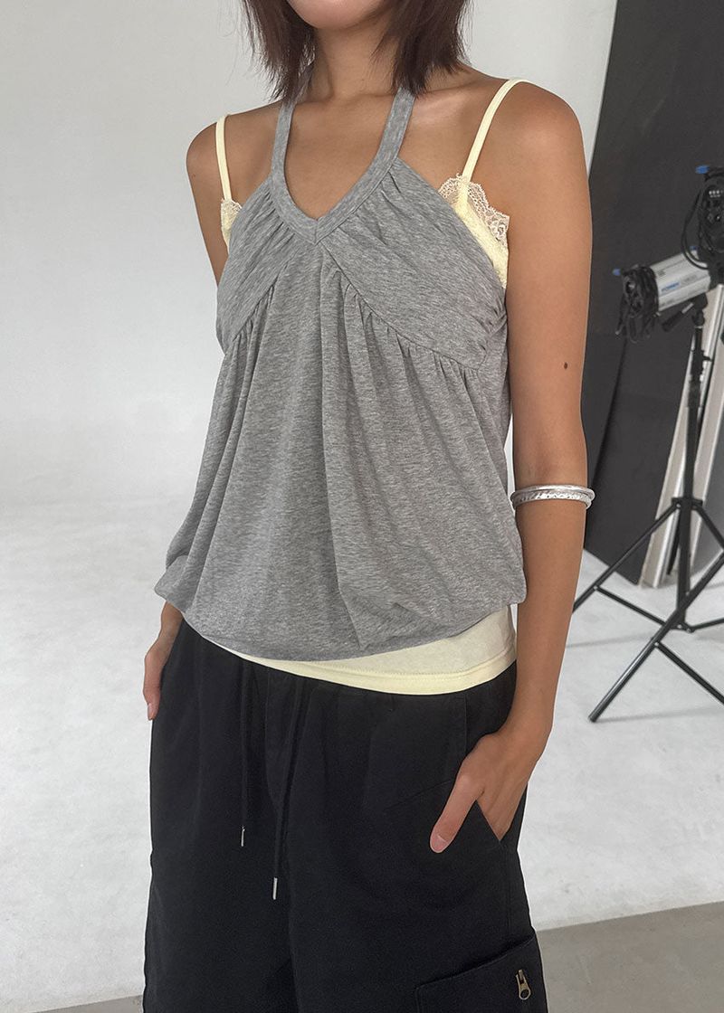 LACE LONG SLEEVELESS TOP