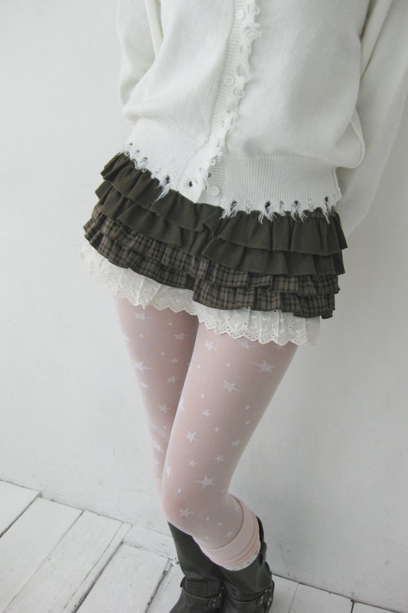 Radio Pacific（ラジオパシフィック）の「Brown can can ruffle mini skirt (inner shorts included )（Skirts）」