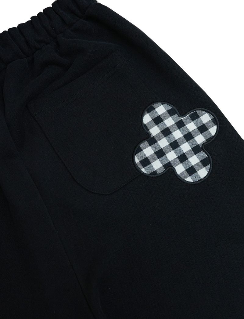 check folding sweatpants / black
