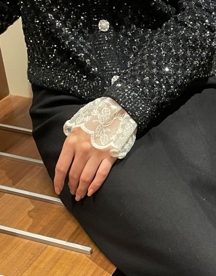 Nemu Spangle Pearl Knit Jacket Cardigan