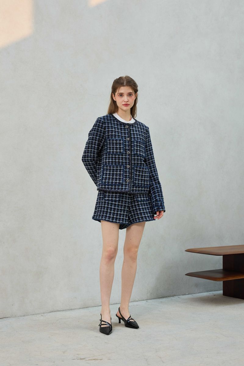 COMELY TWEED SHORTS PANTS / BLACK