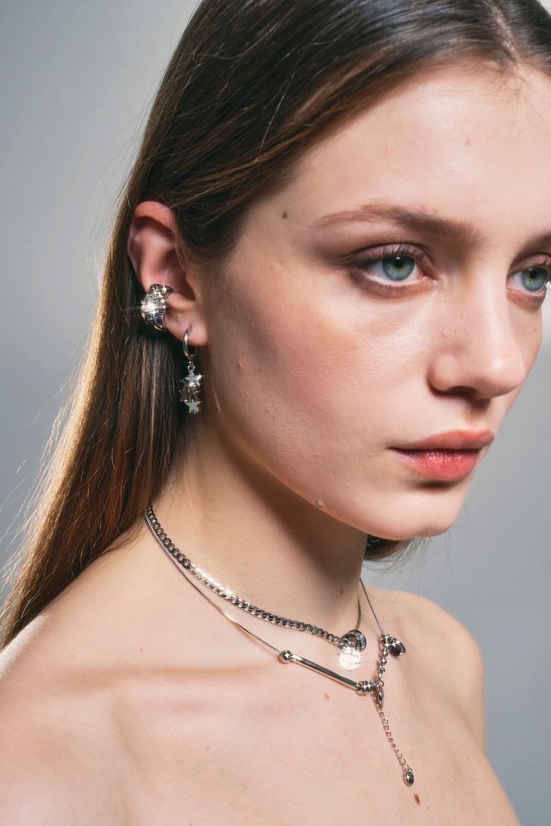 NO.317 [SILVER] GEOMETRY HEART EARCUFF