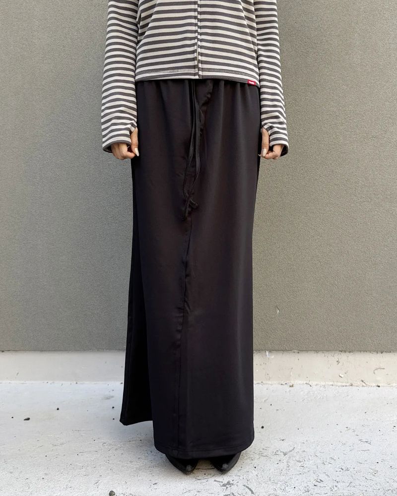  CUT LONG SKIRT (BLACK) WOMENS