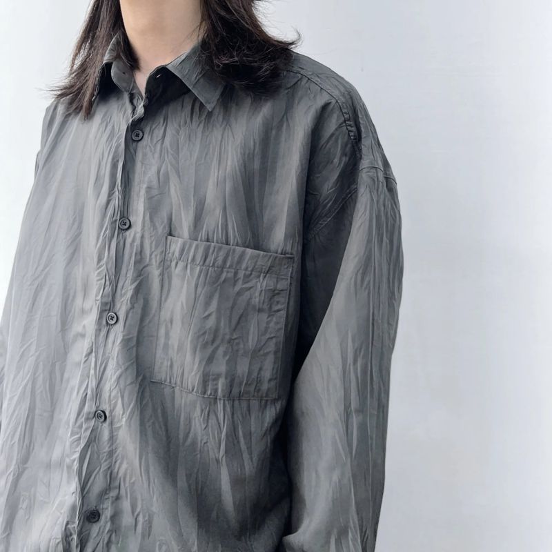 Pleated Texture Drop-Shoulder Shirt