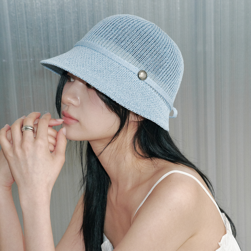 ALLINCOMPLETE（オールインコンプリート）の「バンドペーパーニット ボンネットハット (Sky Blue)（帽子）」