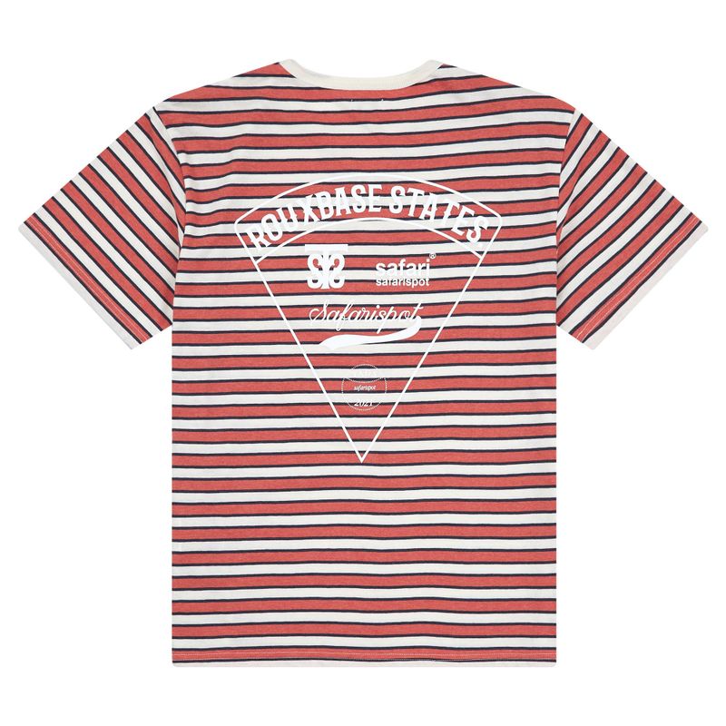 ROUX BASE SCHOOL EAT THE PIZZA STRIPE TEE (IVORY/BURGANDY)