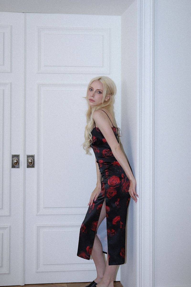 ROSE SLIT DRESS[red]