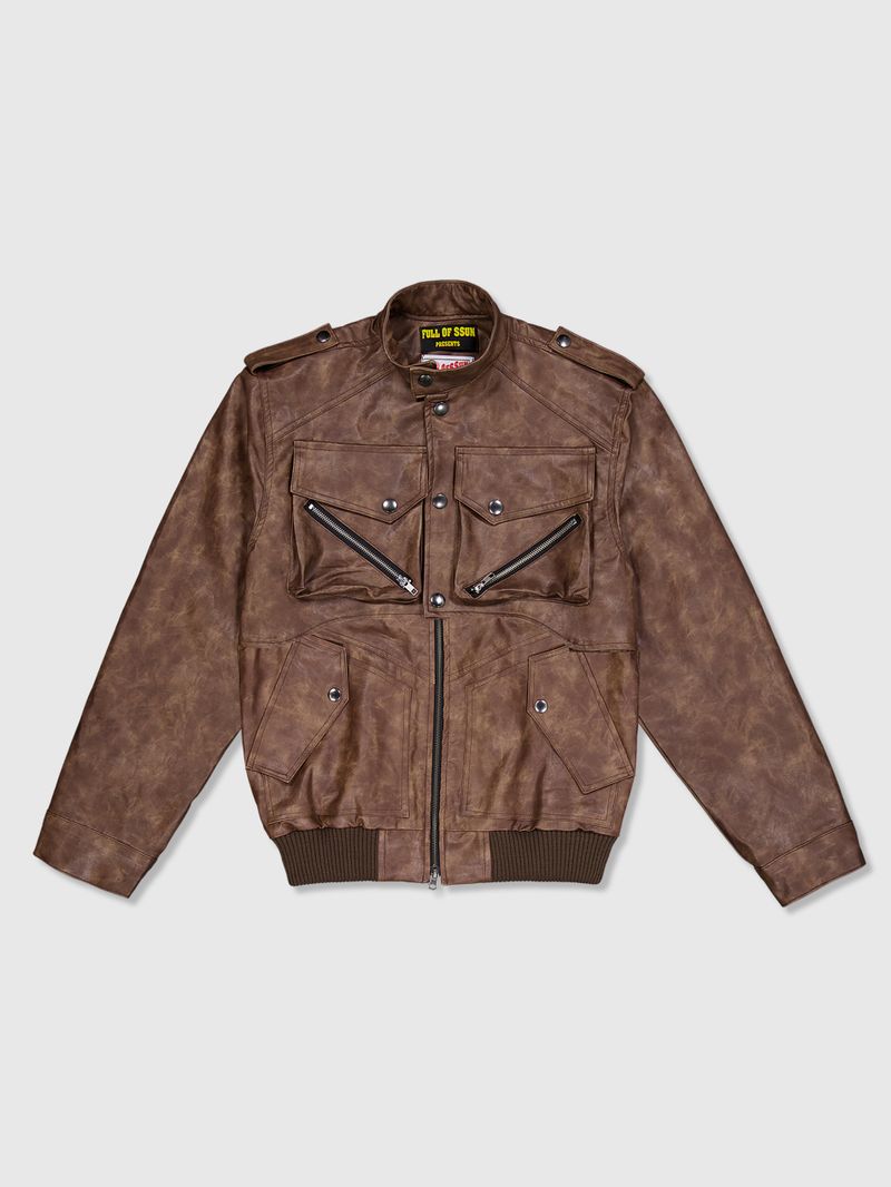 Leather Cargo 3way Jacket (Brown)