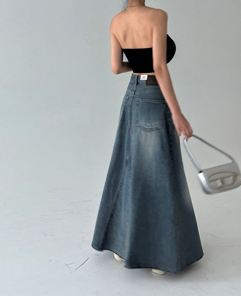 Denim Maxi Long Skirt