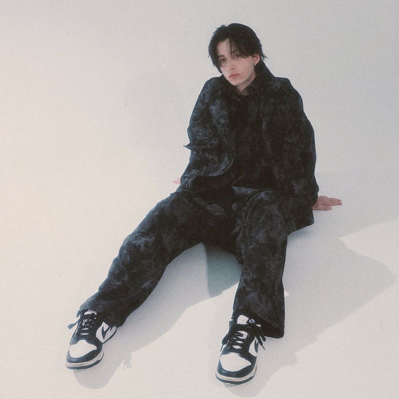 tie-dye wide cargo pants_black