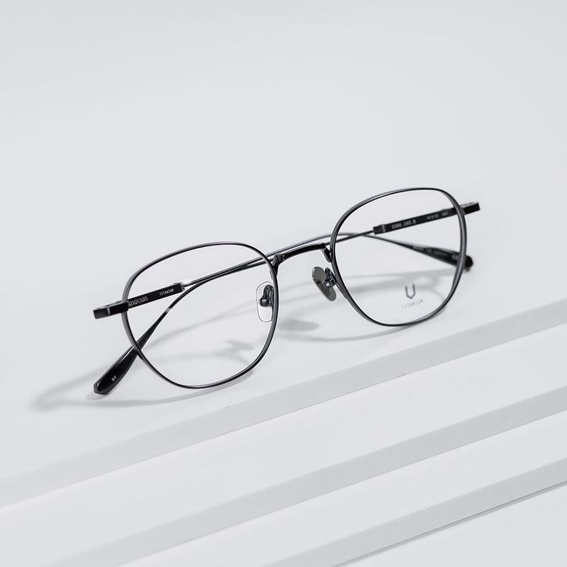 Knouun Round titanium glasses CODE. 102. B Navy