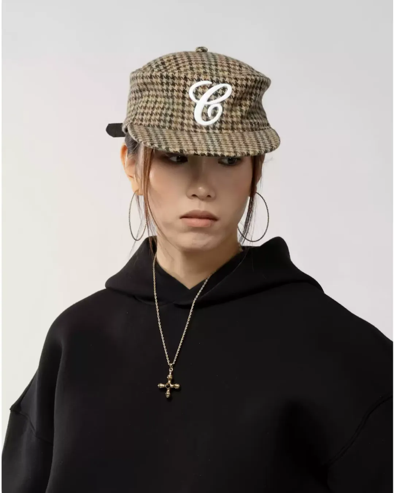 ZIPPER（ジッパー）の「6クレヨンピルボックス帽 キャップ（千鳥格子 ちどりごうし）（帽子）」