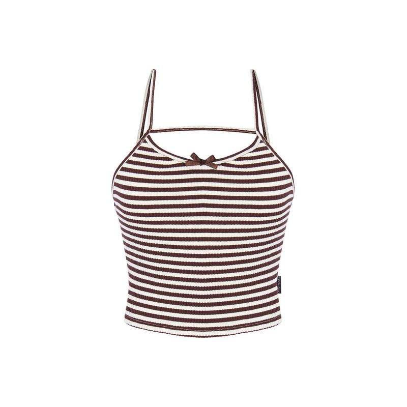 ANOTHERA(アナザーエー)の「STRIPE RIBBON SLEEVELESS_Brown(Tops)」