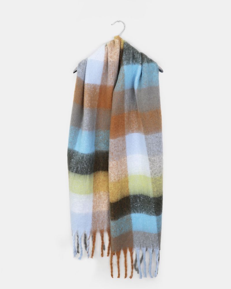Kemin Thick Check Color Block Long Muffler