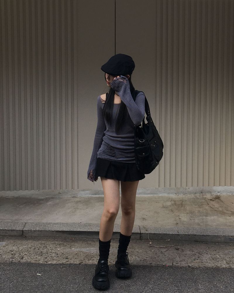 プリーツコットンミニスカート