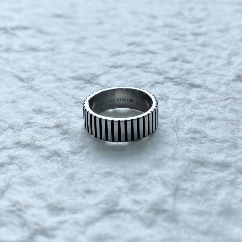 Vertical Engraved Wide Ring