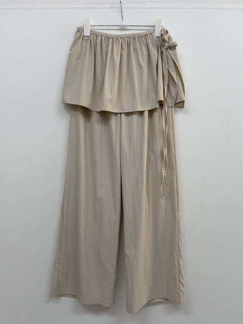 Frill Wrap Nylon Wide Pants