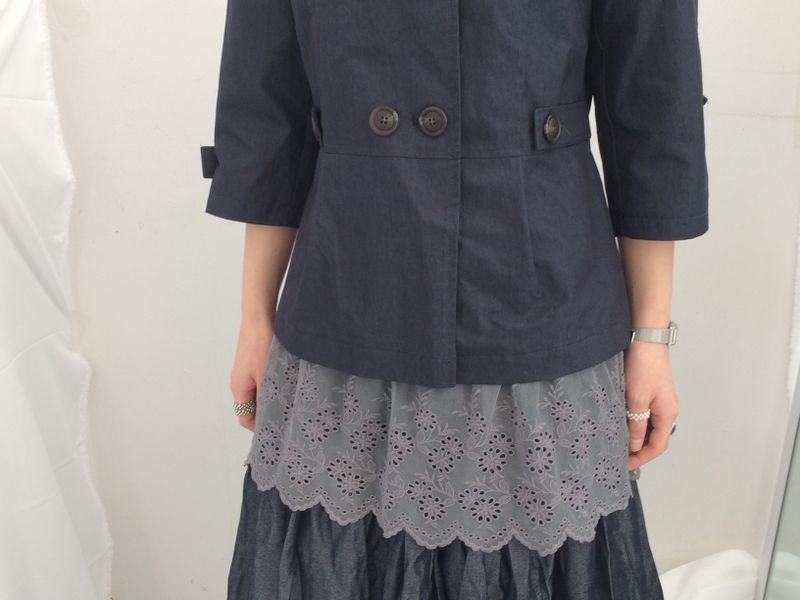 Diagonal Layer Shirring Long Skirt
